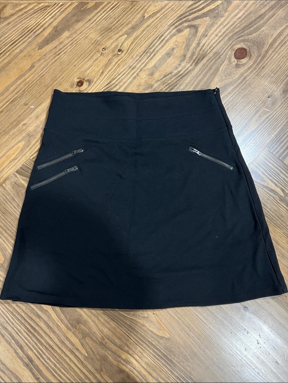 Athleta Black Moto Ponte A-Line Mini Skirt